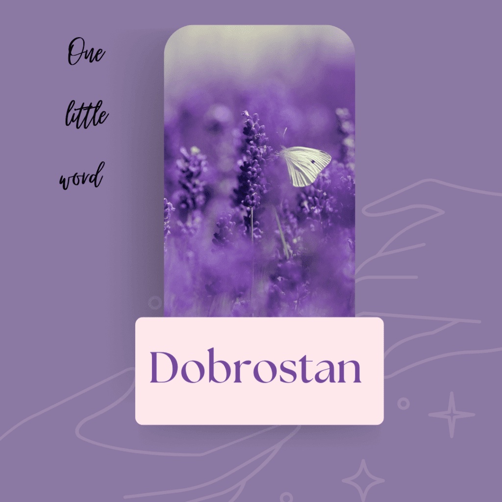 Obrazek dekoracyjny z hasłem "dobrostan" jako hasło roku w ramach akcji "Jedno małe słowo".